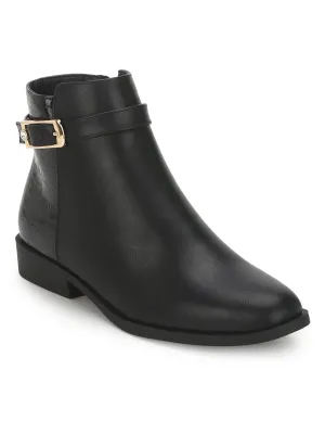 Black Croc PU Ankle Belt Slip-on Ankle Boots Black Croc PU Ankle Belt Slip-on Ankle Boots