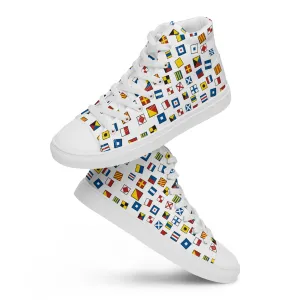 Men’s Nautical Flag high top canvas shoes, Men's Semaphore Flags High Top sneakers